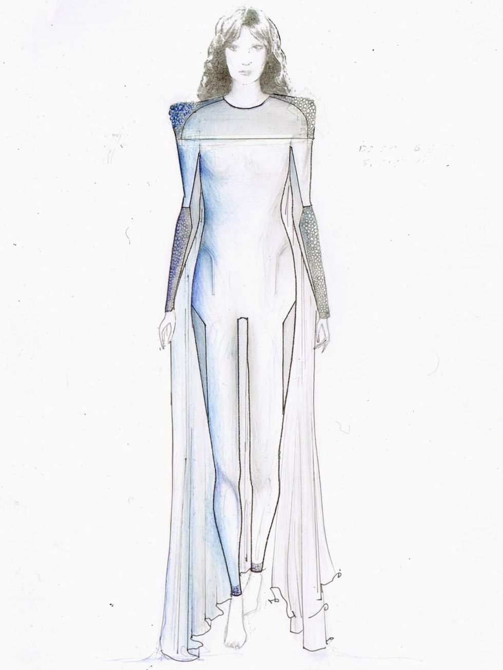 <p>Hannah Marshall's final sketch of her design for Florence Welch</p>