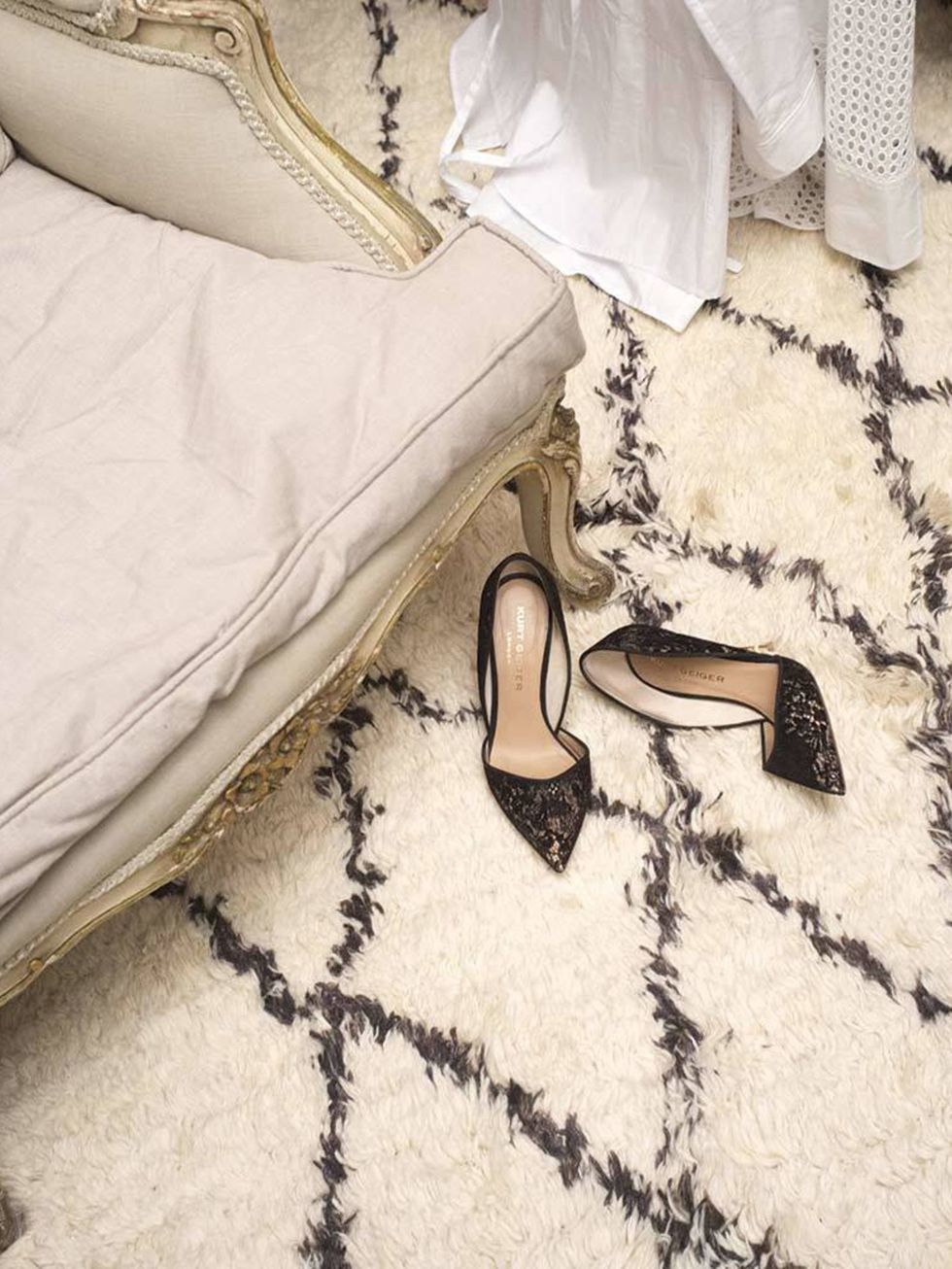 Kurt Geiger Stilettos: 'They're black lace with a gold heel.'