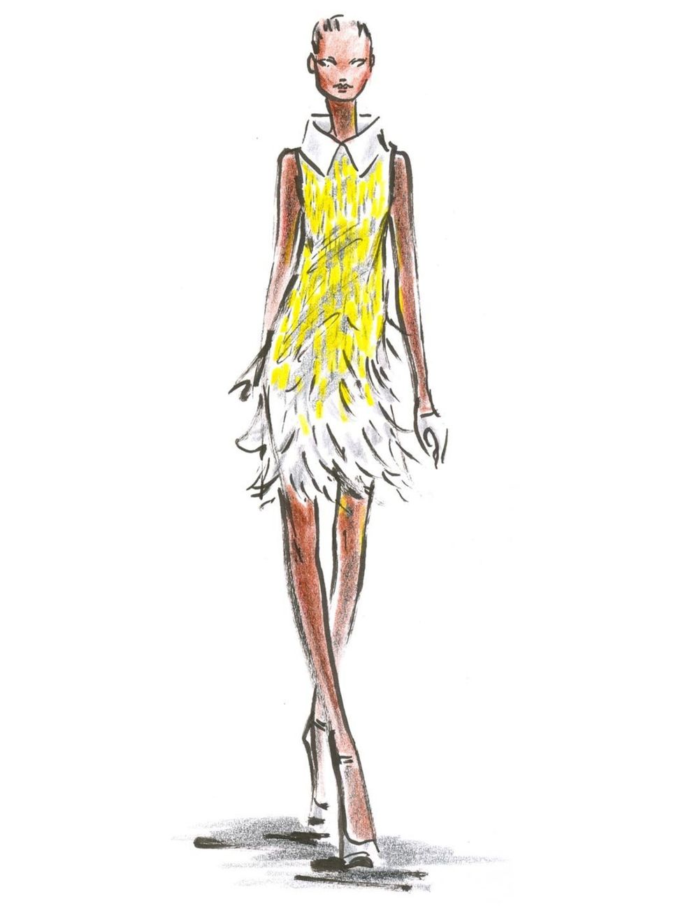 <p>A sketch of Look 6 from Nicholas Oakwell's S/S '12 couture collection.</p>