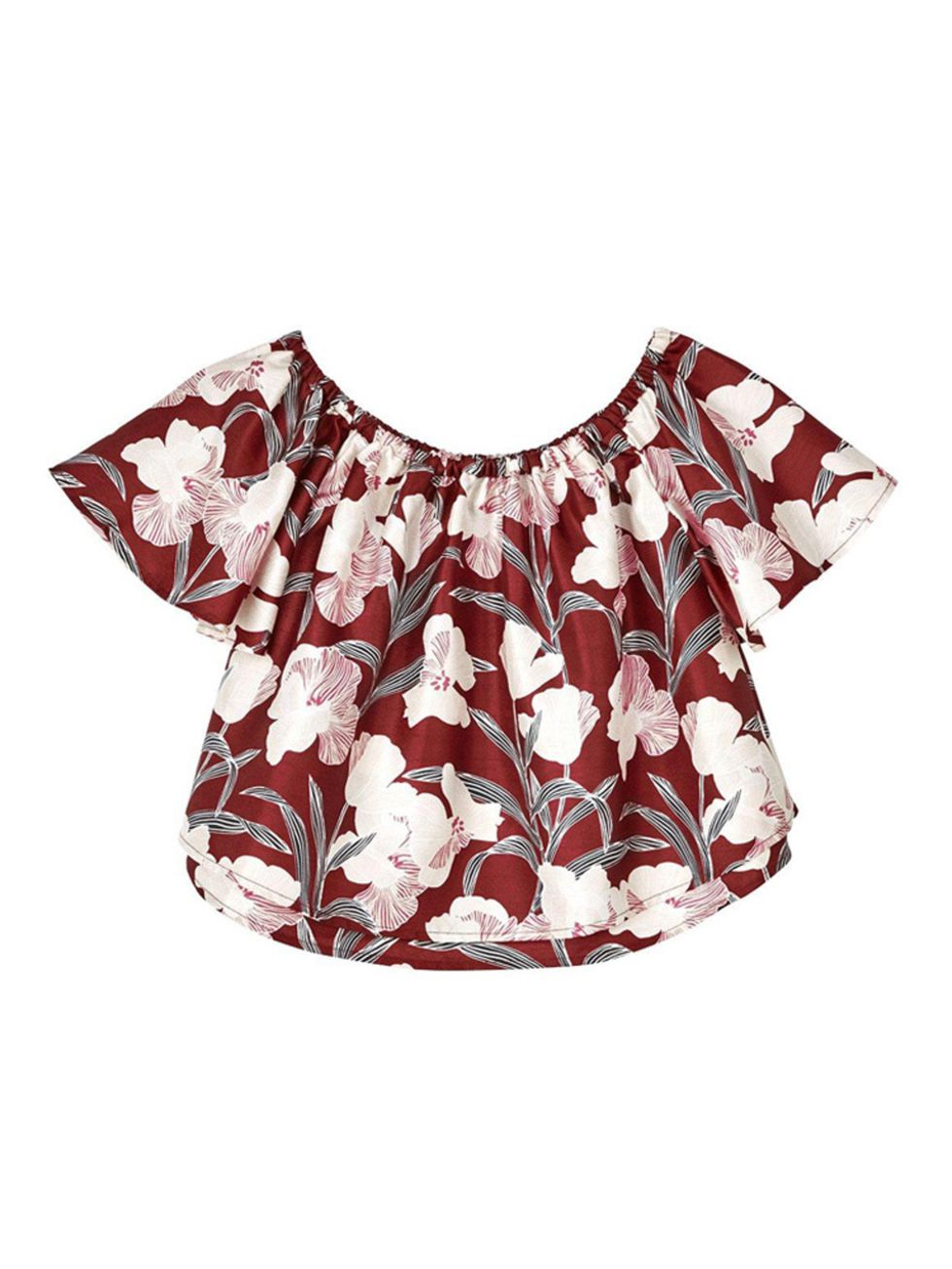 <p>Keep Sake Top, £100 at <a href="http://www.veryexclusive.co.uk/keepsake-foundations-floral-print-off-shoulder-top-burgundy/1600047806.prd" target="_blank">veryexclusive.co.uk </a></p>

<p>Wear now: layer a black lace top underneath this and wear with v