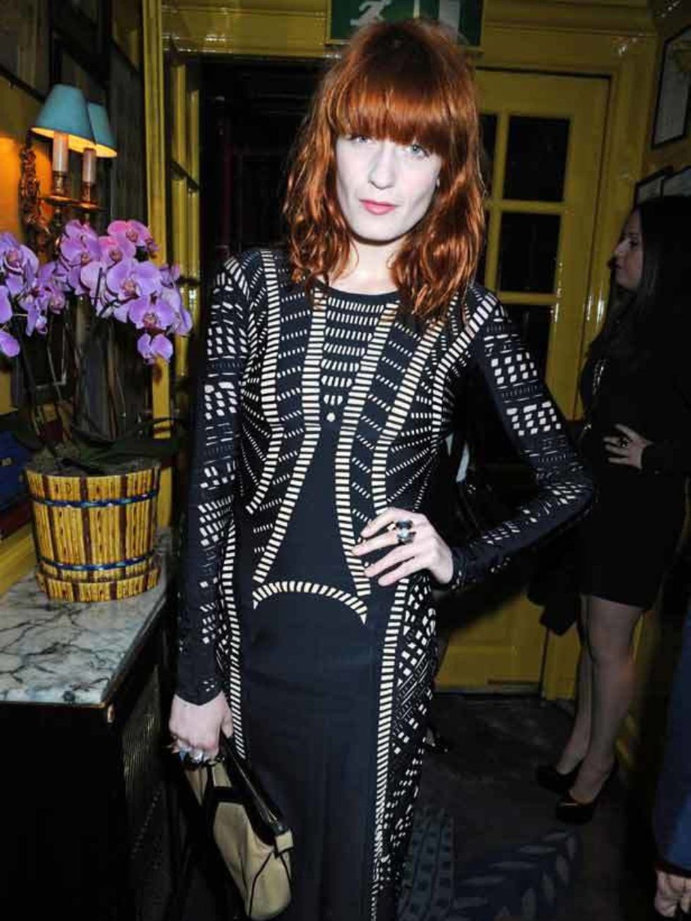 <p><a href="http://www.elleuk.com/starstyle/style-files/(section)/florence-welch">Florence Welch</a> wearing <a href="http://www.elleuk.com/catwalk/collections/mark-fast/">Mark Fast</a> for the Lady Gaga special performance at Annabel's in London, May 201