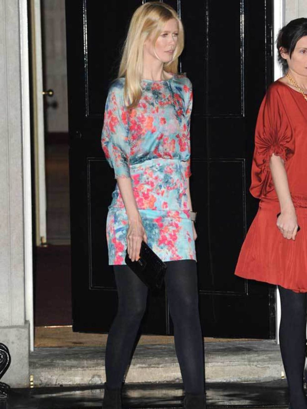 <p> Claudia Schiffer at a Downing Street party, 21 February 2011</p>