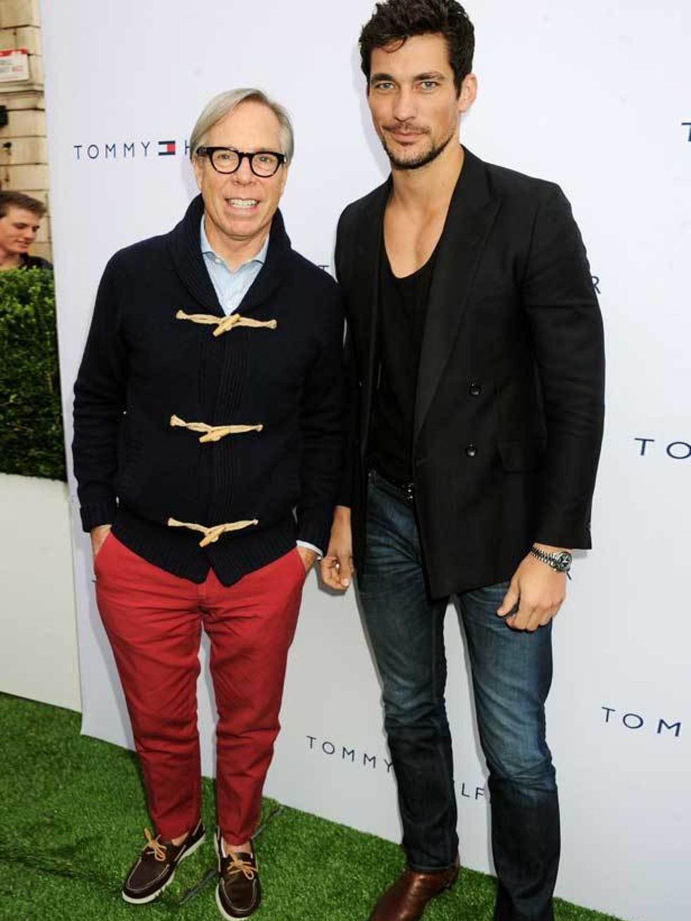 <p><a href="http://www.elleuk.com/catwalk/collections/tommy-hilfiger/autumn-winter-2011/review">Tommy Hilfiger</a> &amp; model <a href="http://www.elleuk.com/content/search?SearchText=david+gandy&amp;SearchButton=Search">David Gandy</a> at the launch of T