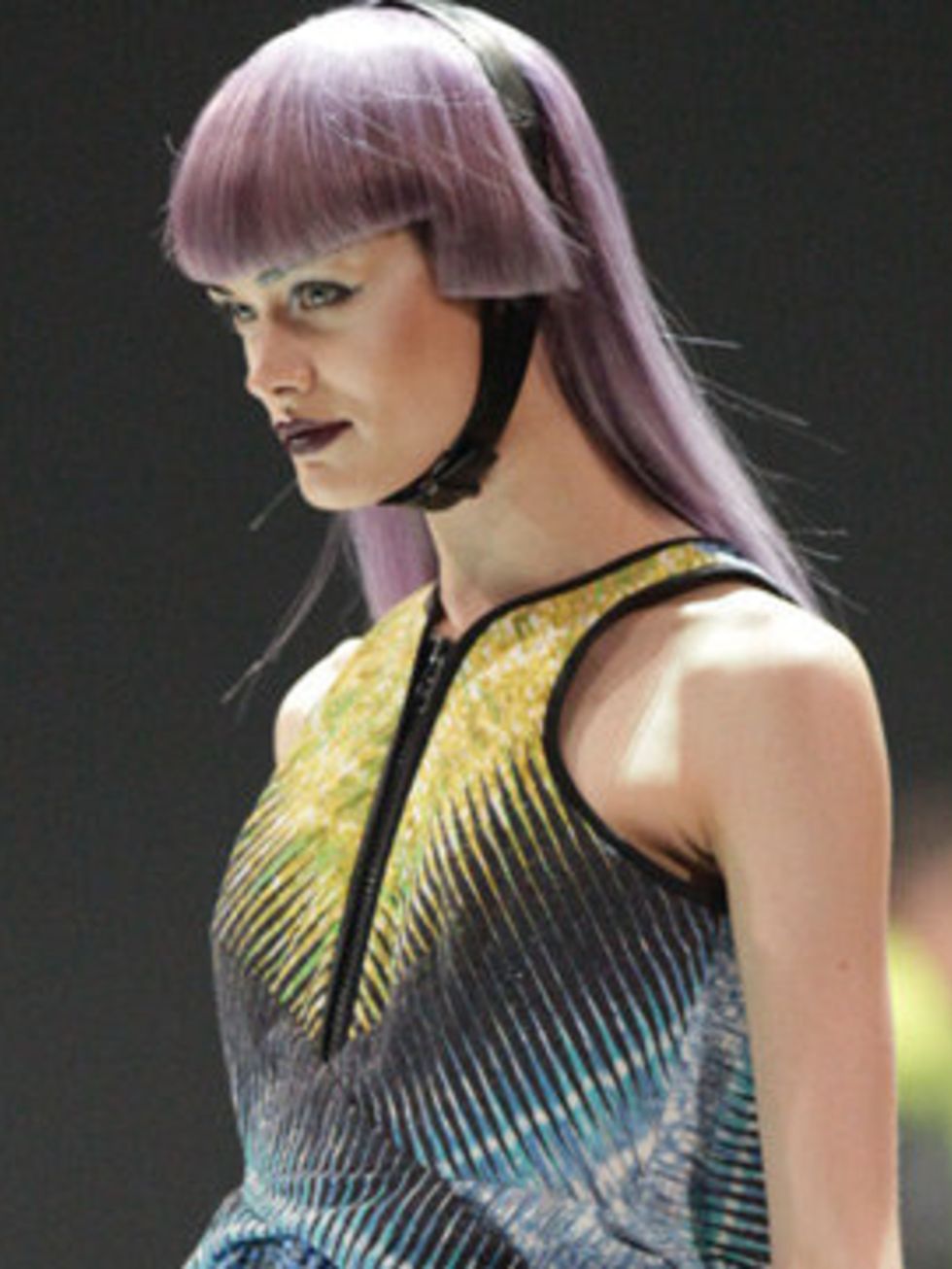 <p>A model on stage at the L'Oreal Colour Trophy Awards</p>