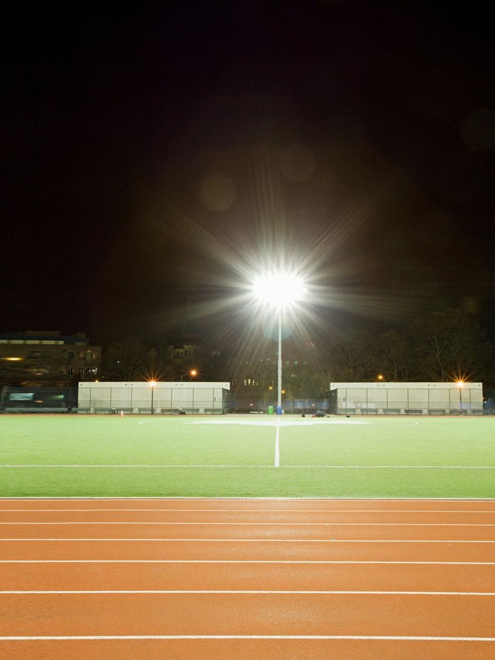 <p><strong>Use a floodlit running track </strong></p><p>Find out if your local area has a public track that you can run on. We know running laps can get boring, but its better to jog in the light than on dark lanes.</p>