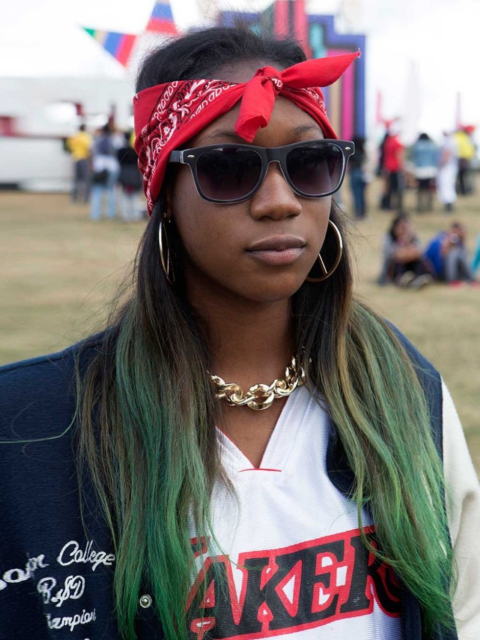 <p>Lacy Safo wears vintage jacket, Retro Café jersey and Doctor Martin boots.</p><p>For other festival street style see...</p><p><a href="http://www.elleuk.com/style/street-style/secret-garden-party-street-style-2013">Secret Garden Party Street Style</a><