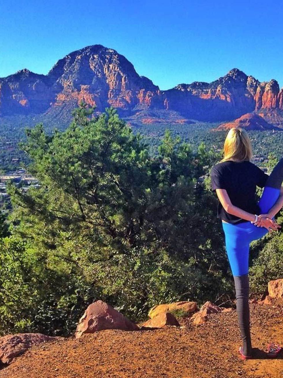 <p><a href="https://instagram.com/gypsetgoddess/">@gypsetgoddess</a> aka Flexi Yogi</p>

<p>This Arizona-based global nomad does everything from meditate on top of an elephant (as you do) to handstand atop a mountain. We're most impressed by her standing 