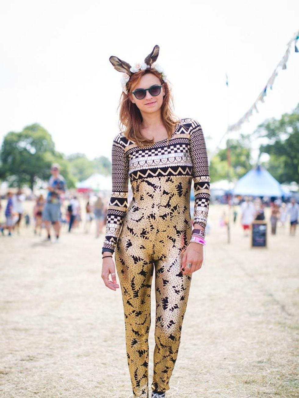 <p><strong>Elena Robinson</strong> </p>

<p>Onesie: Kuccia</p>

<p>Sunglasses: street market in Italy</p>