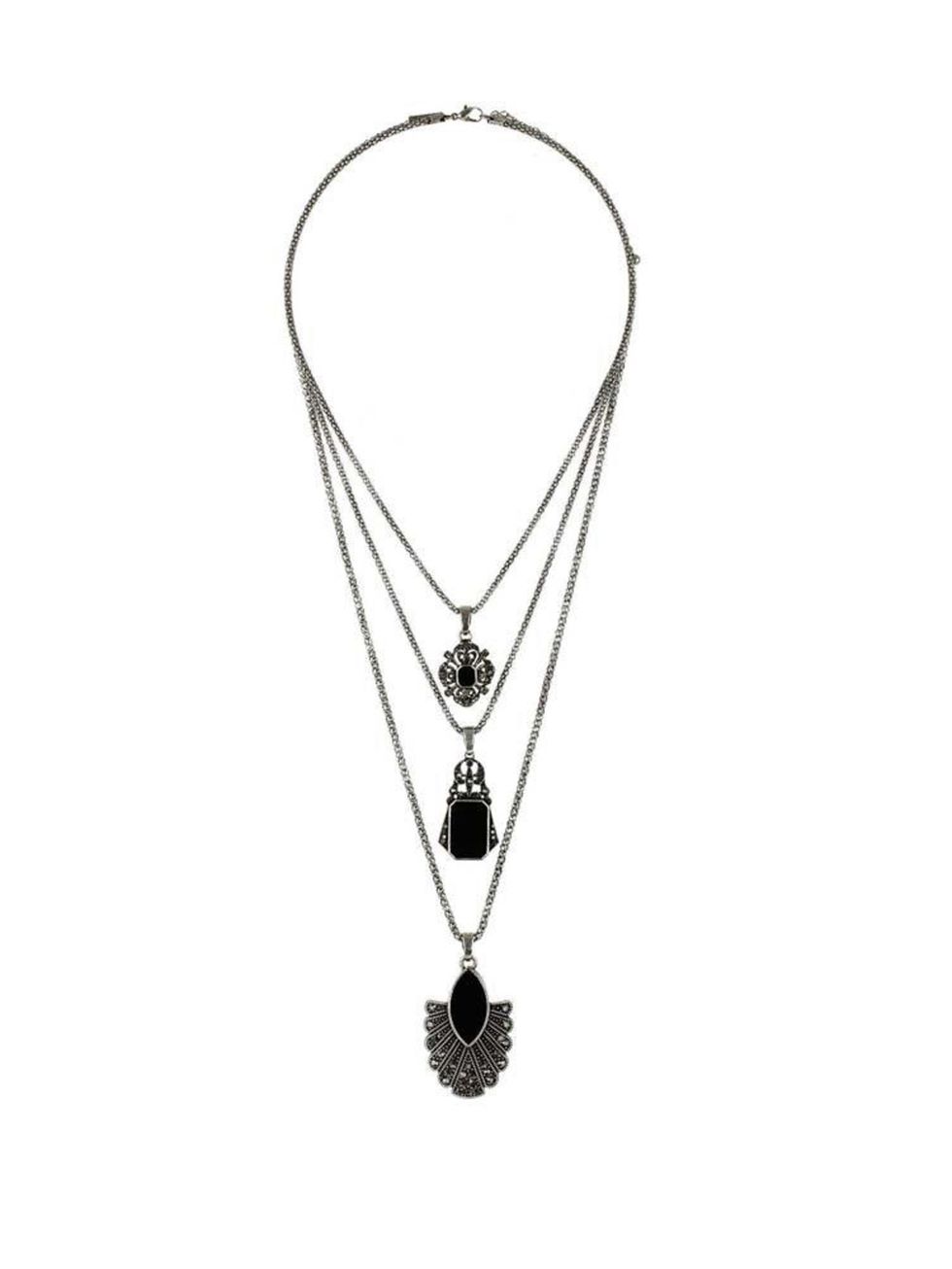 <p>Stone triple pendant, <a href="http://www.topshop.com/en/tsuk/product/bags-accessories-1702216/jewellery-469/necklaces-672/stone-layer-necklace-3547734?refinements=category~[210007|208556]&amp;bi=1&amp;ps=20" target="_blank">Freedom at Topshop </a>&pou