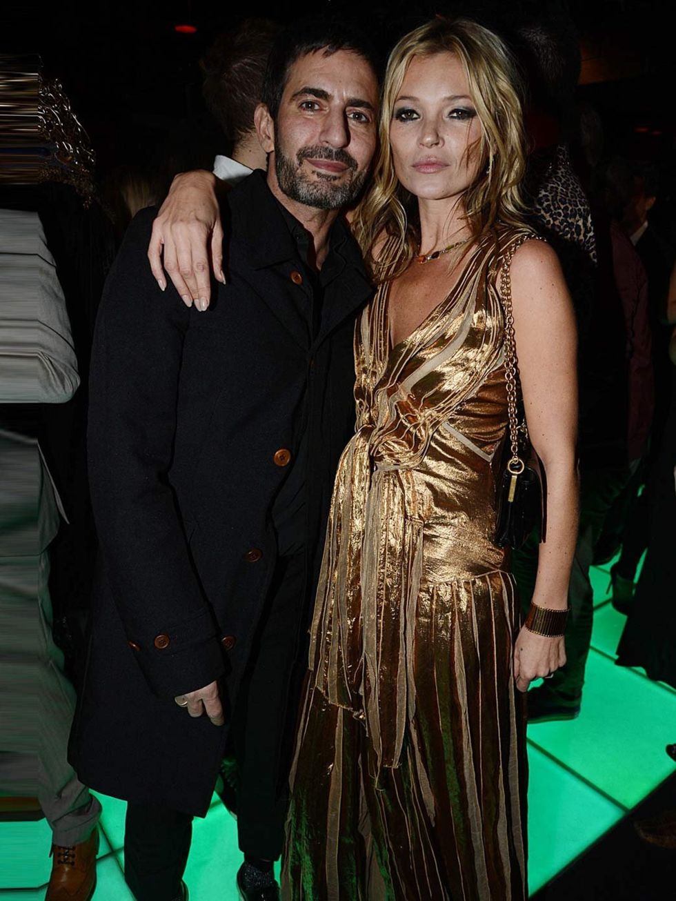 <p>Marc Jacobs and Kate Moss, in a gold Marc Jacobs dress, at the 'Kate Moss' book launch after party, London.</p>