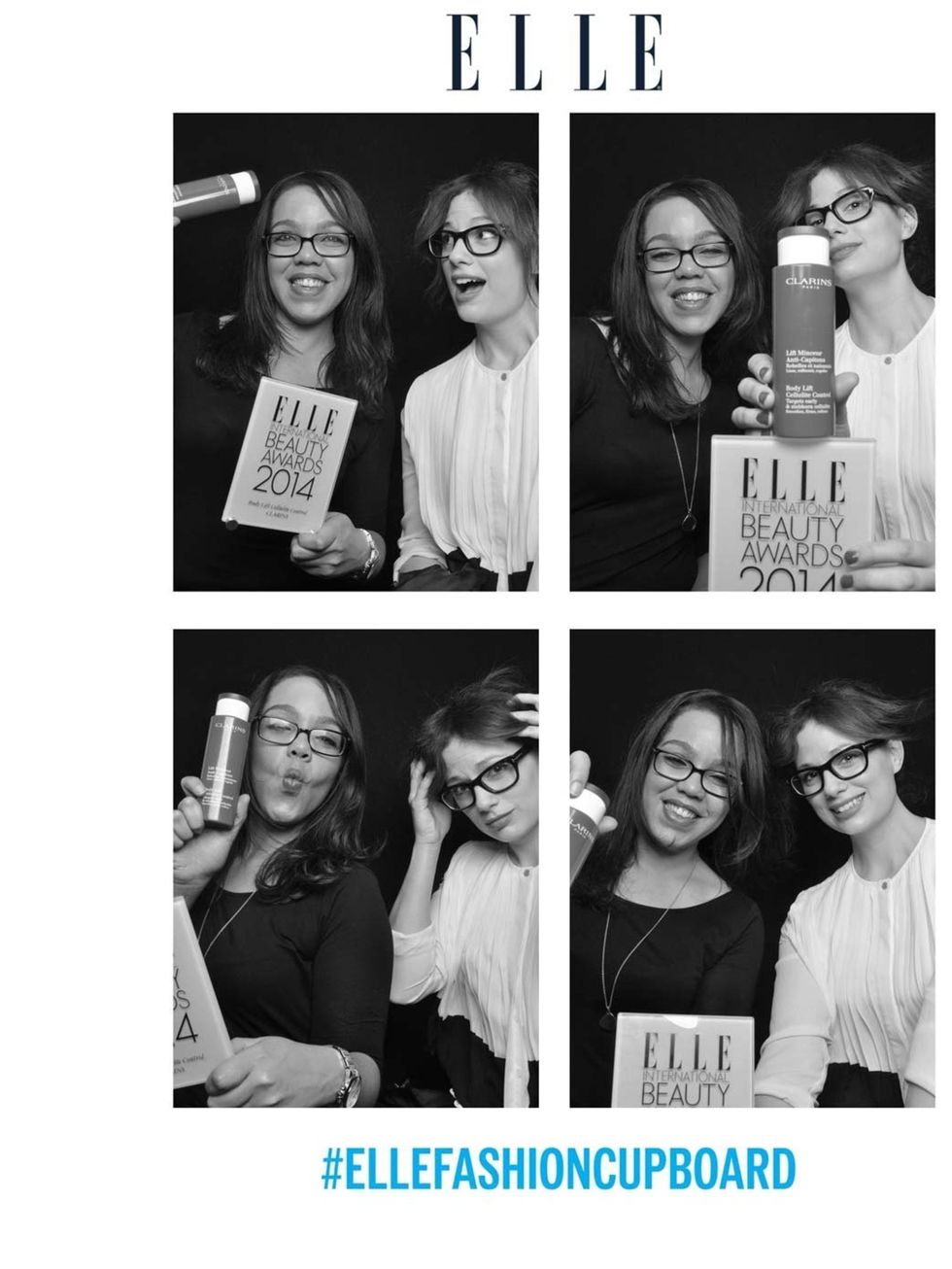 <p>Ally Daniel, PR Manager at Clarins with ELLE Beauty Director Sophie Beresiner</p>