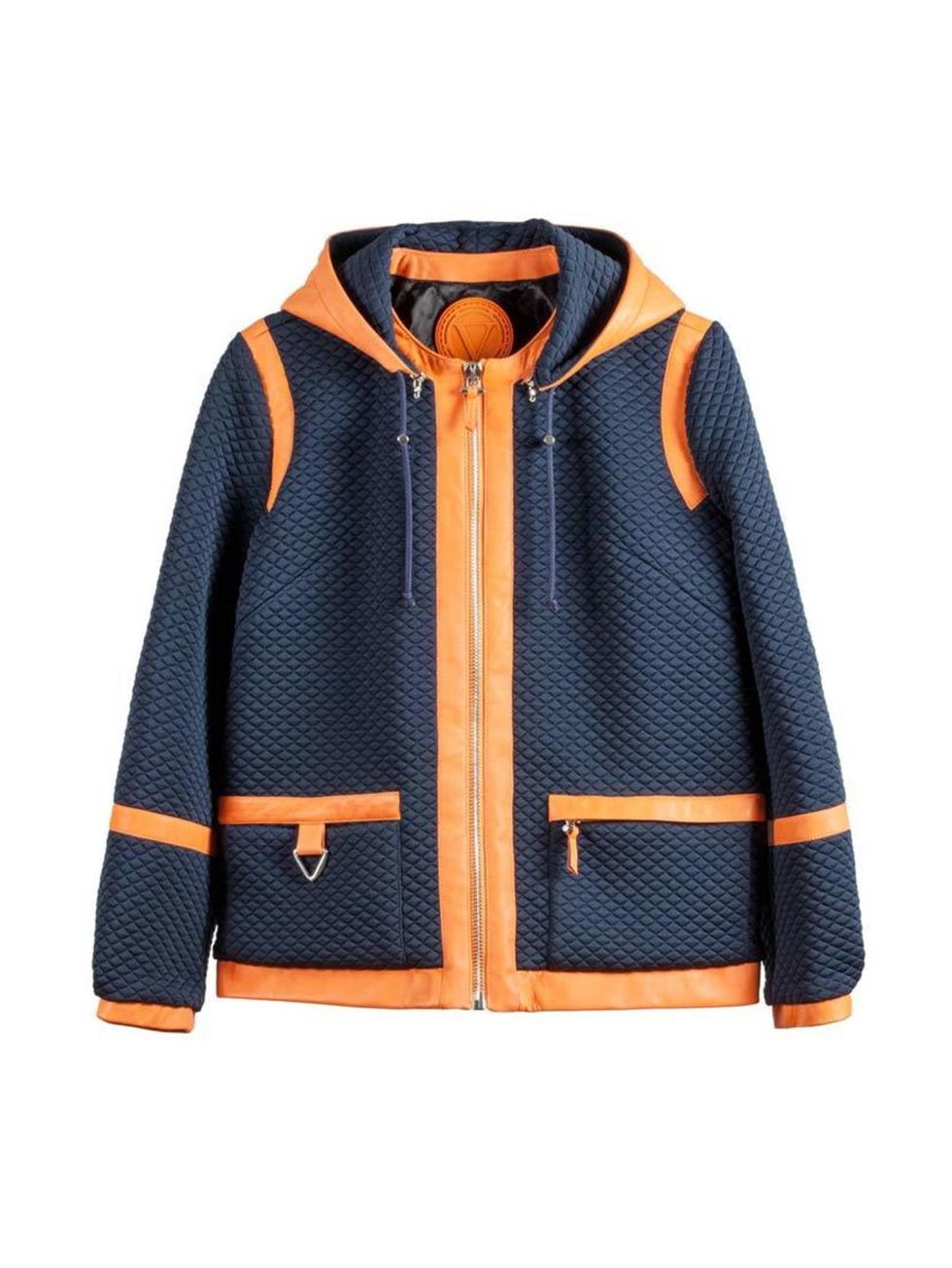 <p>High-tech fabrics and high-vis stripes; it shouldn't work, but it really does.</p>

<p>Les Cinq jacket, £588 at <a href="https://www.wolfandbadger.com/jersey-bomber-blue-orange/" target="_blank">Wolf & Badger</a></p>