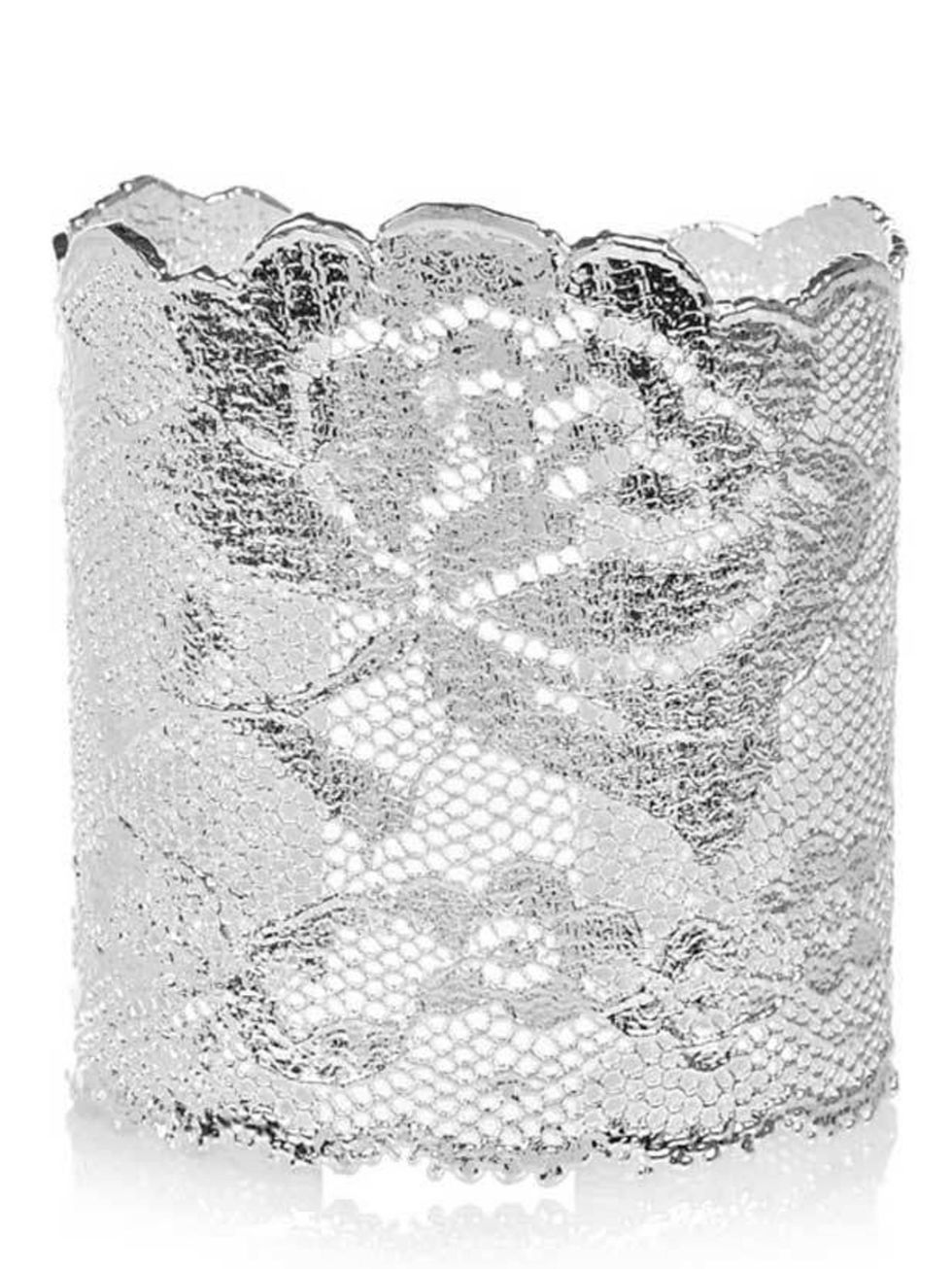 <p>Aurelie Bidermann silver-dipped lace cuff, £625, available from Net-A-Porter</p>