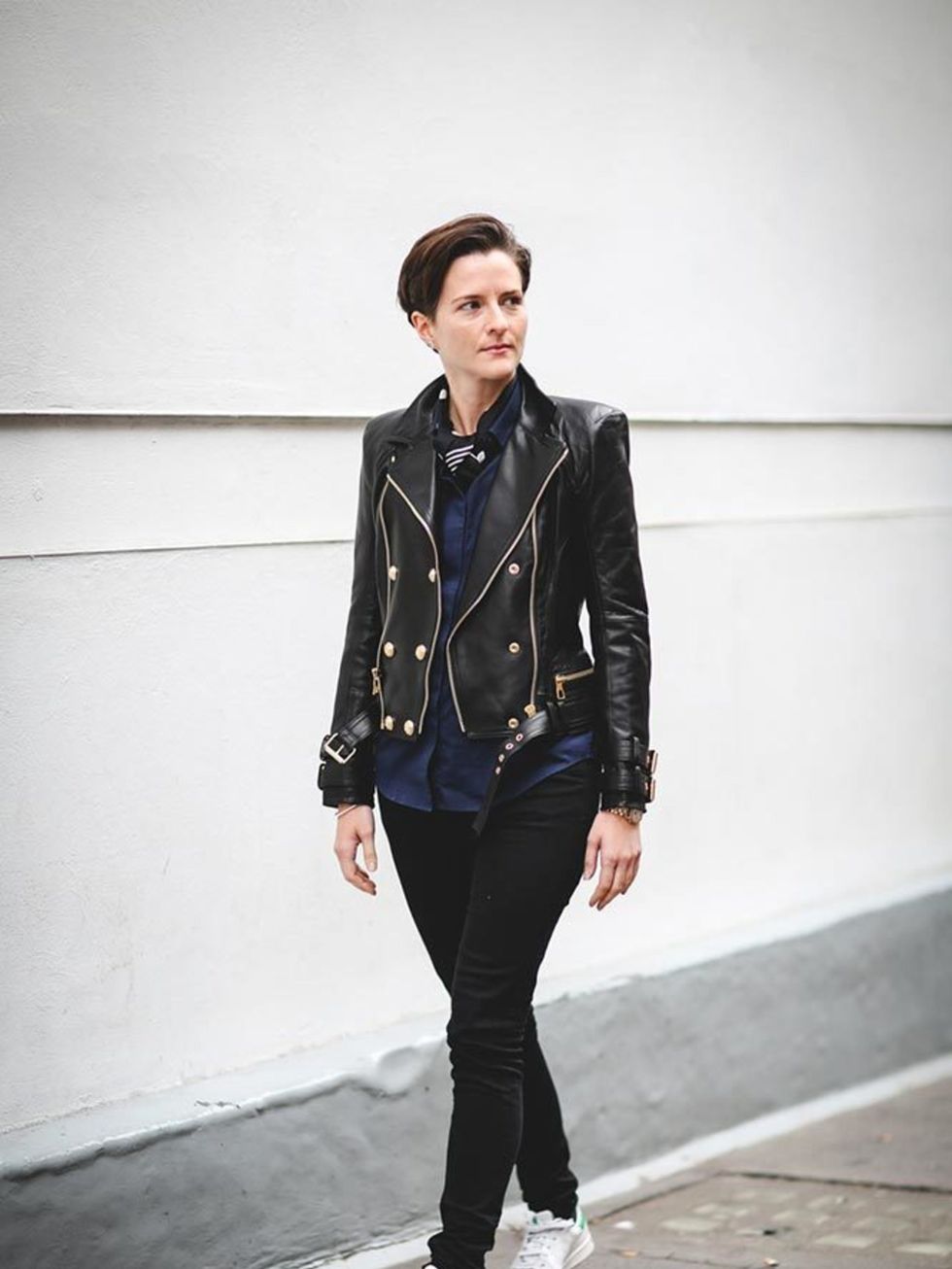<p>Lotte Jeffs, Deputy Editor, H&M x Balmain biker jacket, £199</p>