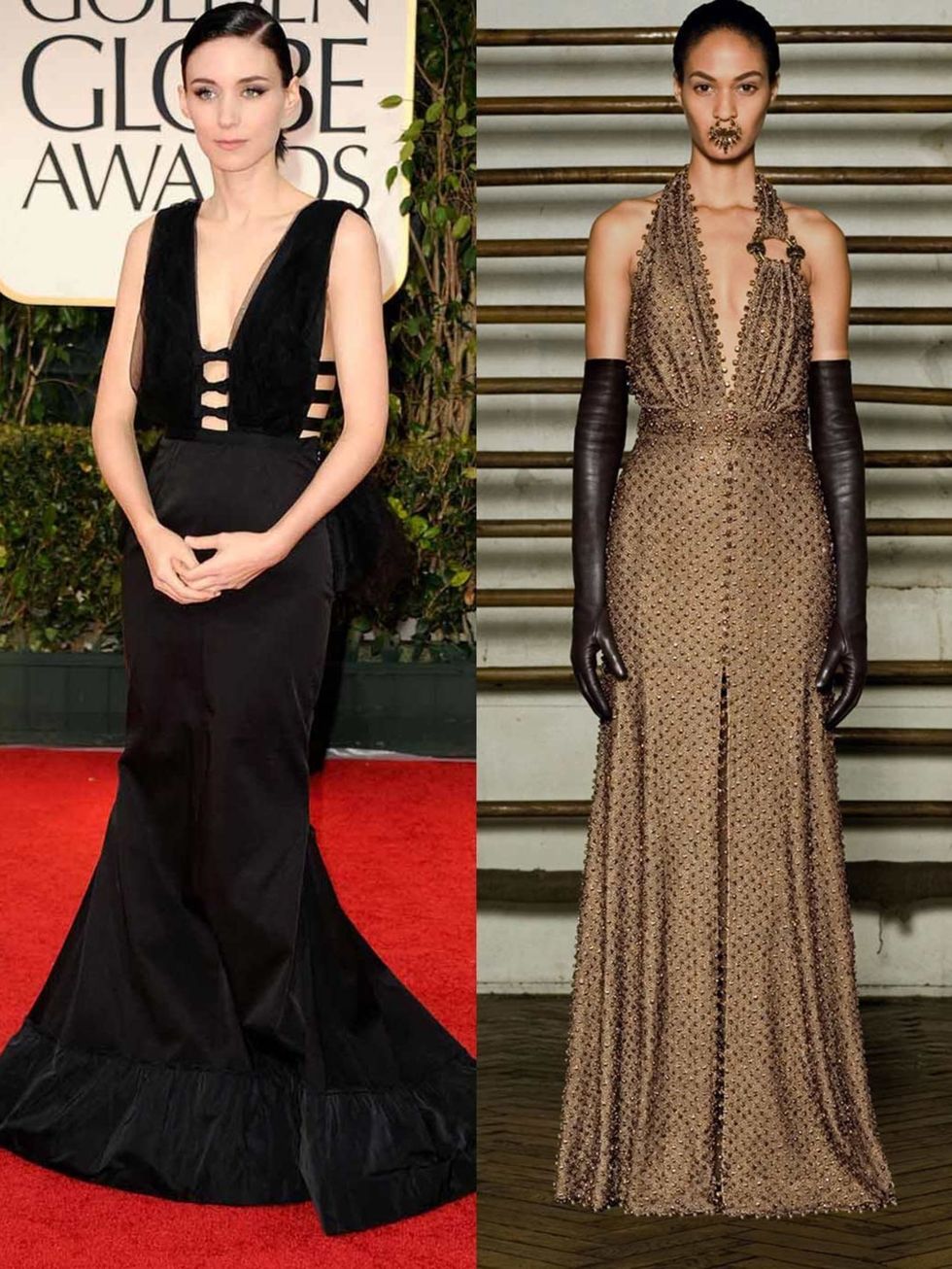 <p>Rooney Mara in Nina Ricci at the Golden Globes, and a Givenchy couture design.</p>
