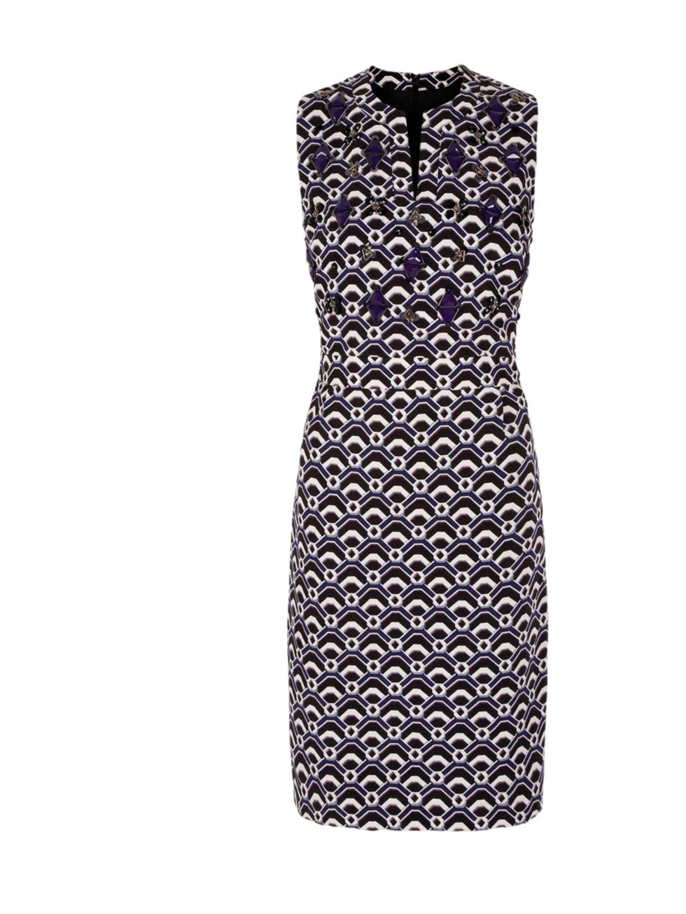 <p>Next have seriously nailed the 70s inspired prints trend this season... <a href="http://www.next.co.uk/g4810s3">Next</a> geometric printed embellished dress, £65</p>