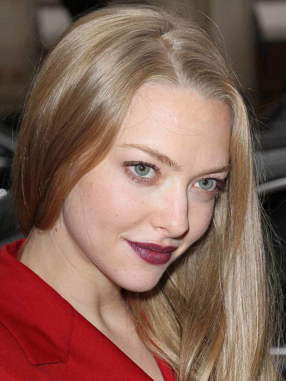 <p><strong>Amanda Seyfried</strong></p><p>Amanda Seyfried looked sultry and chic with her <a href="http://www.elleuk.com/elle-tv/beauty-school/beauty-school/beauty-school-romantic-goth">Romantic Goth</a> lip. The perfect red wine shade to complement her f