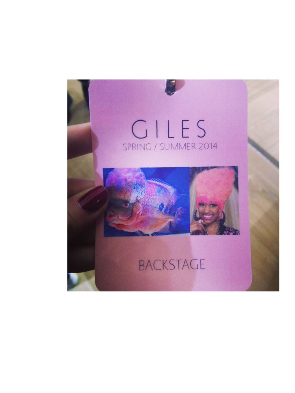 <p>Backstage passes at Giles - brilliant. Nicki Mianj's look-a-like</p>