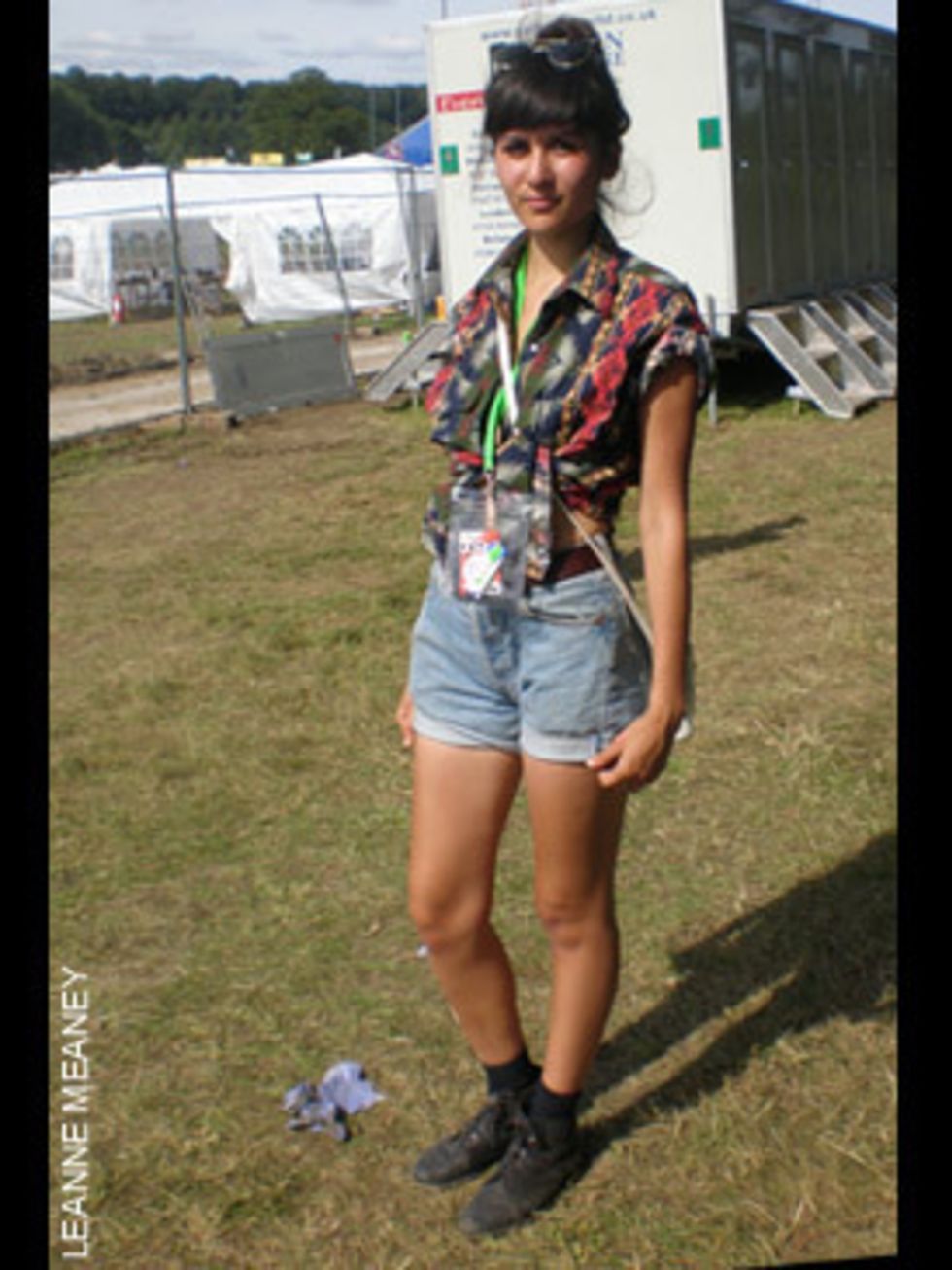 <p>Lucy Hottram, 20, works in PR. Wearing a top from wrangler, shorts from Levis and vintage boots.</p>