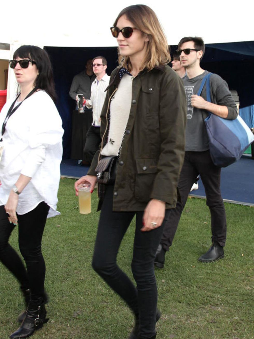 <p>Alexa Chung wearing a Barbour jacket </p>