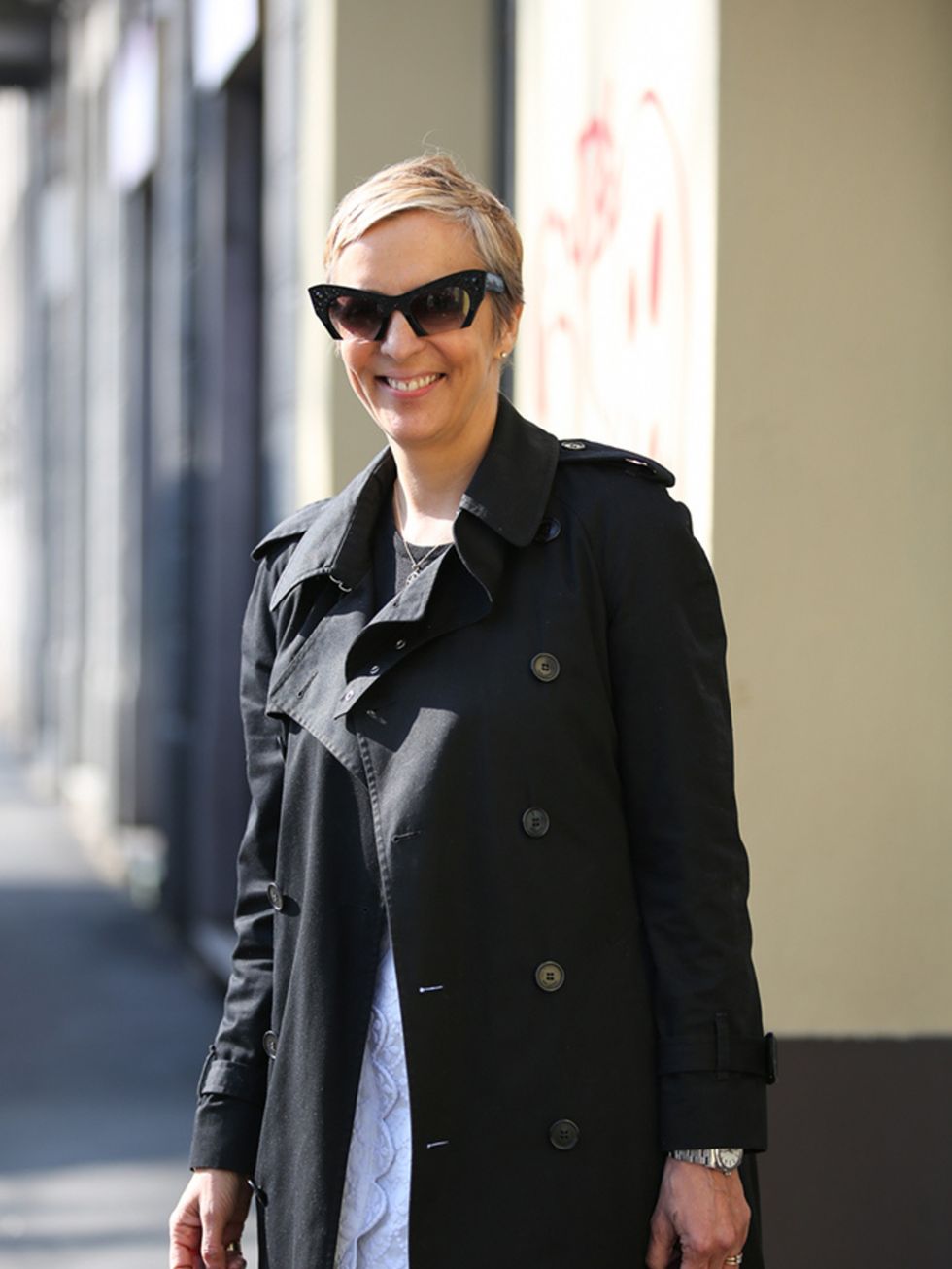 <p>Anne-Marie Curtis  Fashion Director</p>

<p>Saint Laurent coat, Simone Rocha skirt and Miu Miu sunglasses.</p>