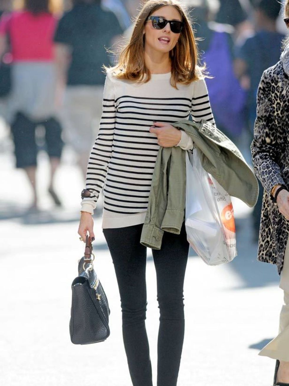 <p><a href="http://www.elleuk.com/starstyle/style-files/(section)/olivia-palermo">Olivia Palermo</a> teaming a chic breton sweater with a 'Polly' <a href="http://www.elleuk.com/catwalk/collections/mulberry/">Mulberry</a> bag</p>