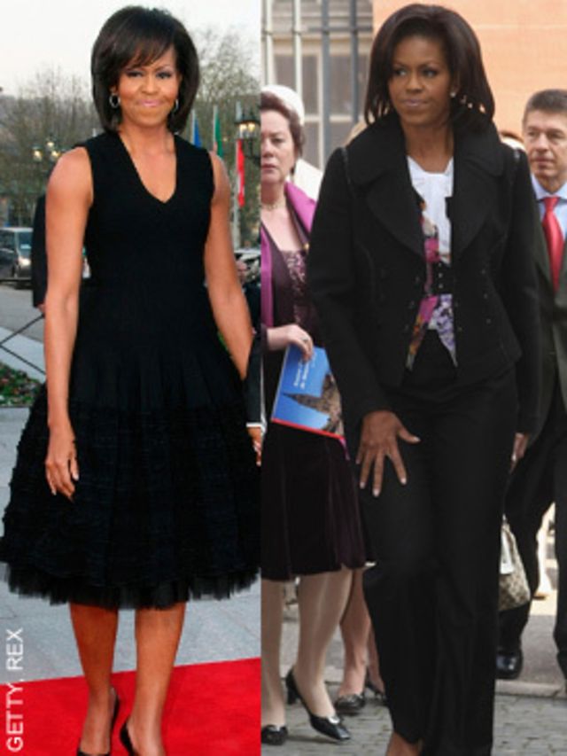 <p>Expanding her fashion repertoire to include not just American designers she chose Alaia, Etro and Moschino as she attended the NATO summit with husband President Obama and toured Starsbourg with Carli Bruni - Sarkozy.</p><p>First up for the 60th annive