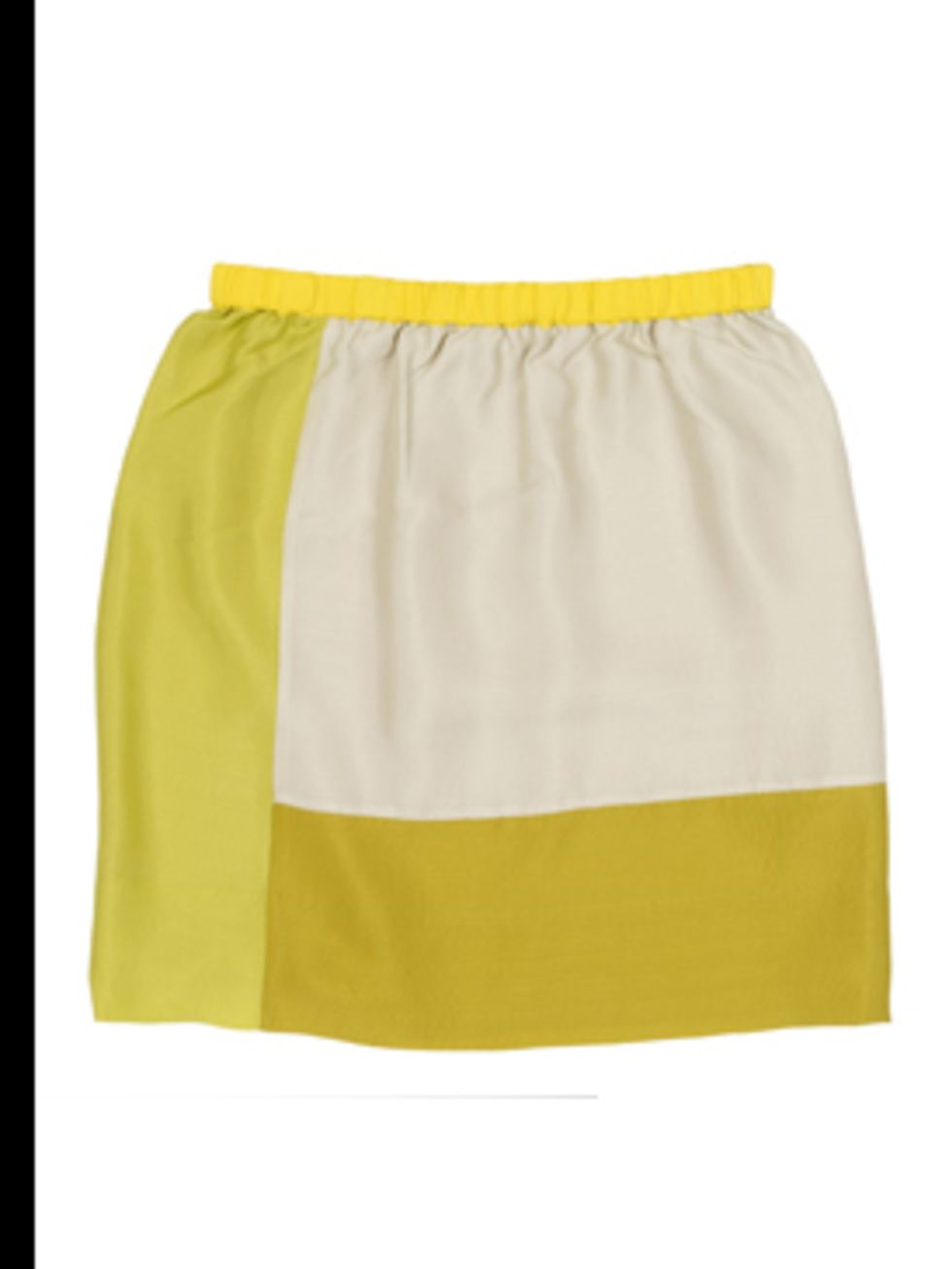 <p>Yellow and cream skirt, £55, by Cos. For stockists call 0207 478 0400</p>