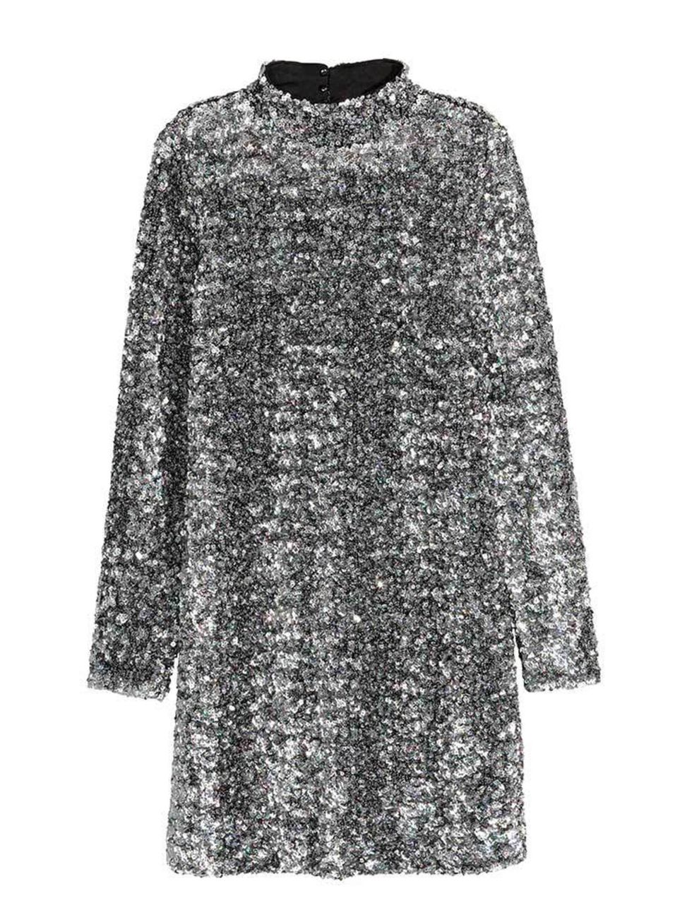 <p>Toughen up a sequin dress with black tights and flat black Chelsea boots. </p>

<p>Dress, £79.99, <a href="http://www2.hm.com/en_gb/productpage.0350232001.html" target="_blank">H&M</a></p>