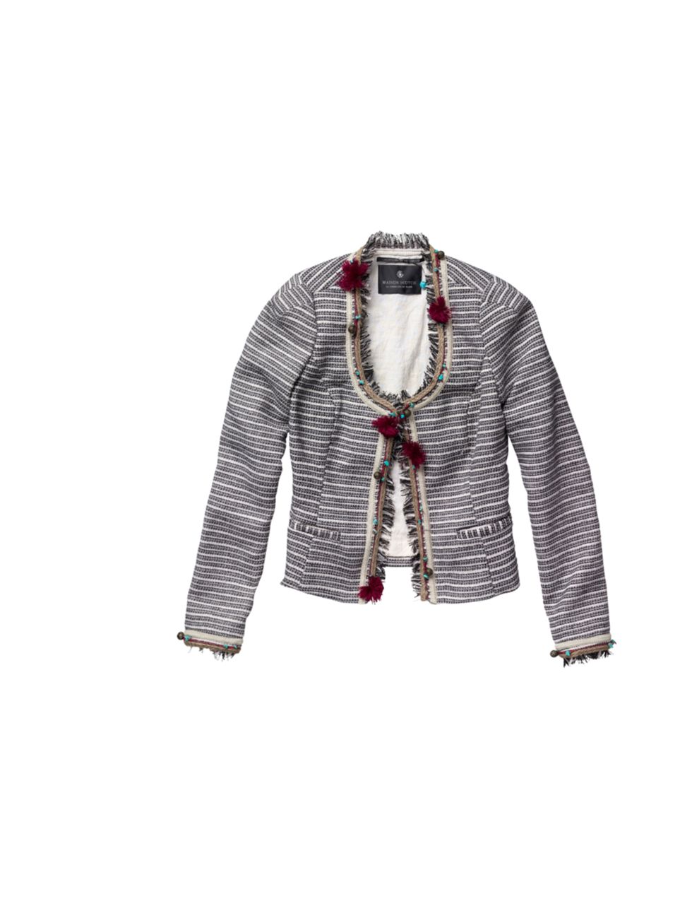 <p><a href="http://www.scotch-soda.com/en/collection/campaign/category/women">Maison Scotch</a> embroidered boucle jacket, £195</p>