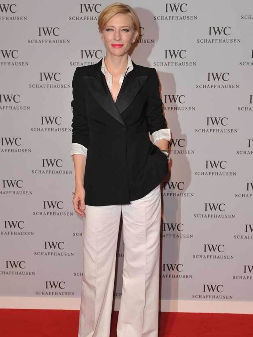 <p>Cate Blanchett in <a href="http://www.elleuk.com/catwalk/collections/dries-van-noten/spring-summer-2011/collection">Dries van Noten</a> at the IWC launch of the Portofino watch range in Switzerland, 18 January 2011</p>