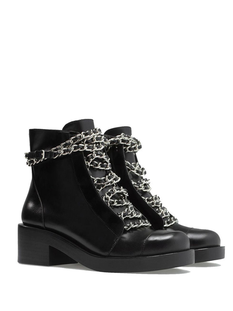 <p><a href="http://www.zara.com/uk/en/woman/shoes/ankle-boots/leather-lace-up-booties-with-chains-c288001p2072559.html">Zara</a> £89.99</p>

<p> </p>

<p> </p>

<p> </p>