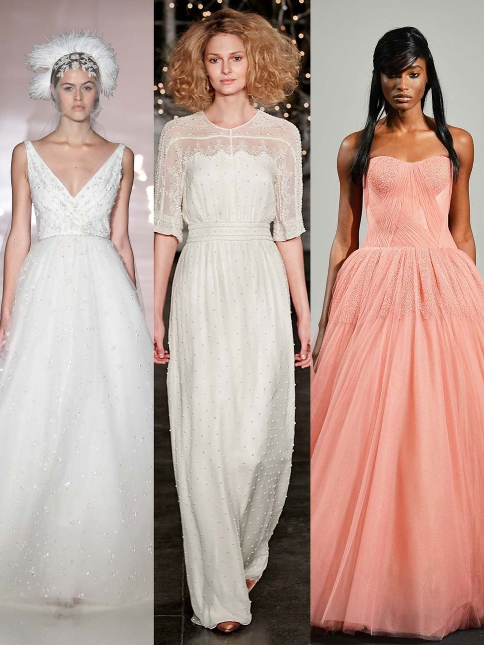 <p>Beatific offerings of tulle and lace, sweeping, statement ballgowns and simple, luxurious silk: <a href="http://www.elleuk.com/style/occasions/elle-weddings">brides</a>,  future or fantasy should look to New York bridal market for inspiration.</p><p>Th