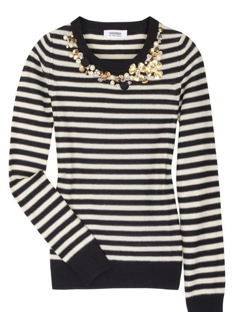 <p>Embellished striped jumper, £260, by Sonia by Sonia Rykiel at<a href="http://www.netaporter.com/product/46415">Net-a-Porter</a></p>