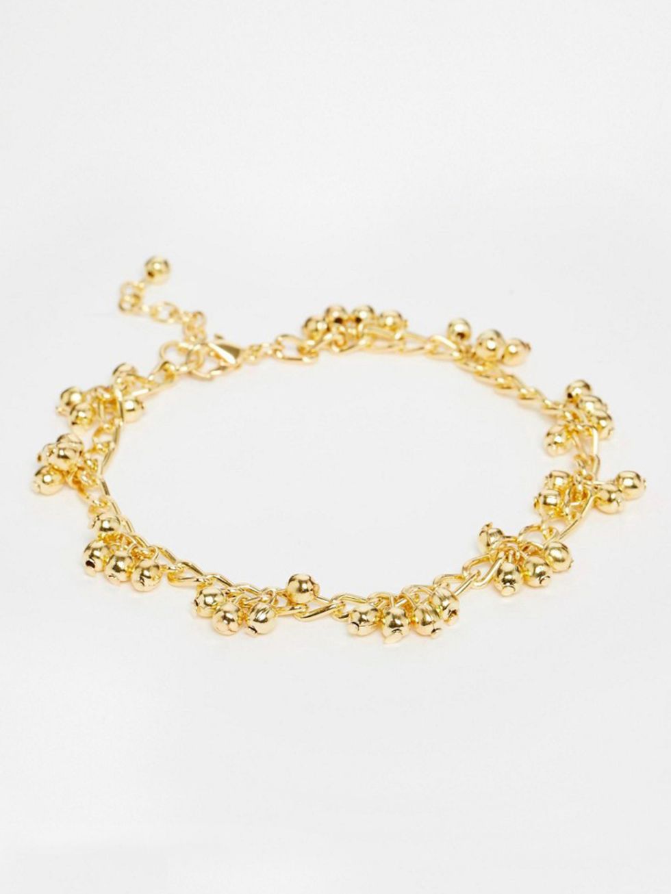 <p>£6, <a href="http://www.asos.com/asos/asos-cluster-anklet/prod/pgeproduct.aspx?iid=6271073&clr=Gold&SearchQuery=anklet&pgesize=36&pge=0&totalstyles=56&gridsize=3&gridrow=10&gridcolumn=3" target="_blank">ASOS</a></p>