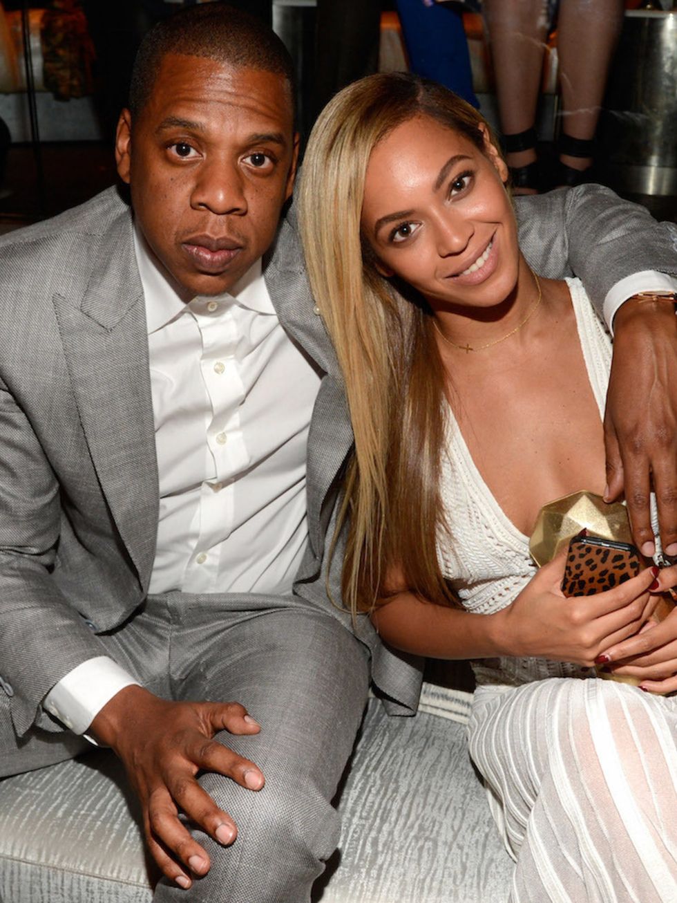 <p><strong>Beyonce </strong></p>

<p>In fitting tribute to daughter, Blue Ivy, Jay Z rewarded Beyonce with an enormous blue ring. If nothing else, itll at least remind them of her name.</p>