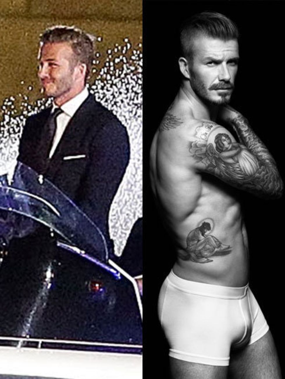 <p>David Beckham on the way to the Opening Ceremony and in his new H&amp;M bodywear campaign</p>