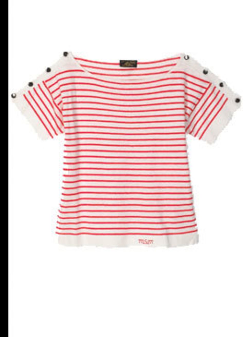 <p>Red breton top, £110, by Le Mont St Michel at<a href="http://www.urbanoutfitters.co.uk/Womens-Tops/Le-Mont-St-Michel-Stripe-Shoulder-Knit/invt/5114427953506"> Urban Outfitters</a></p>