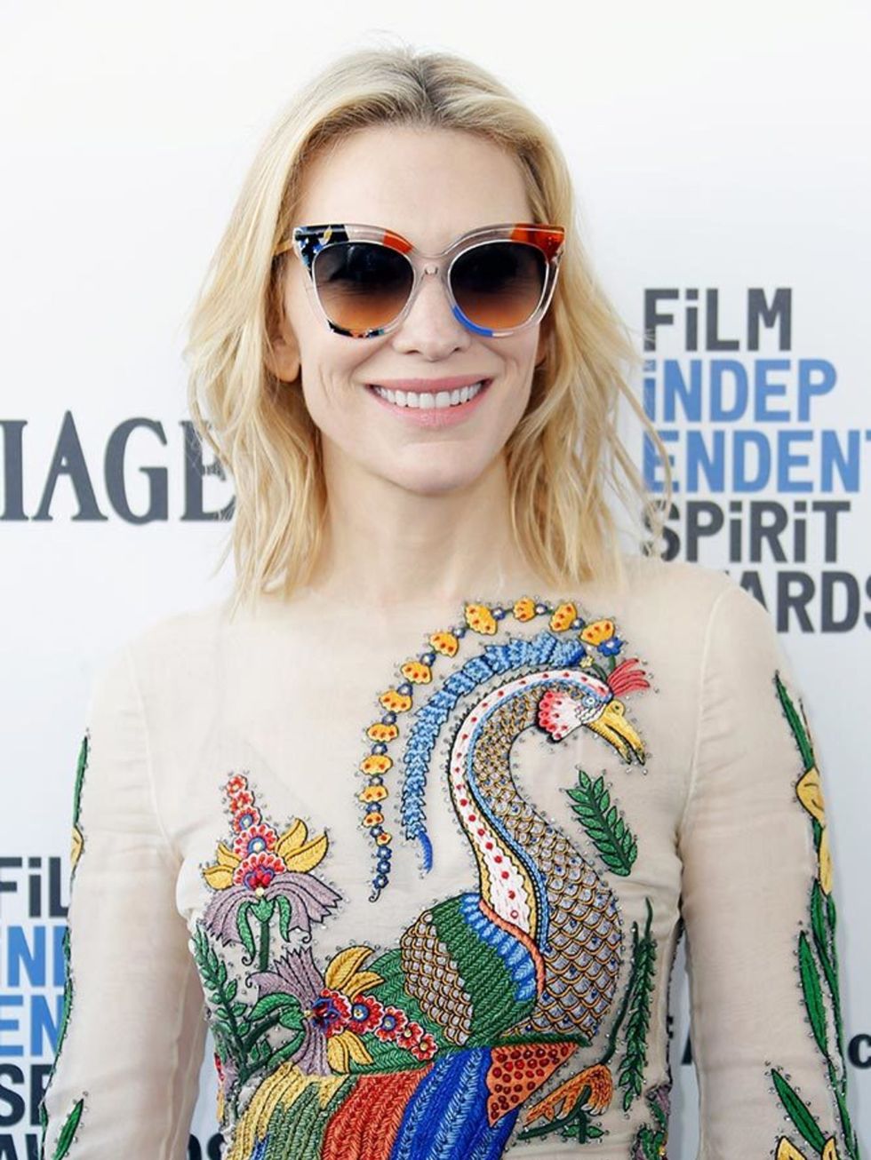 Cate Blanchett wearing a pair of Fendi Jungle sunglasses at the Independent Spirit Film Awards in California, March 2016.