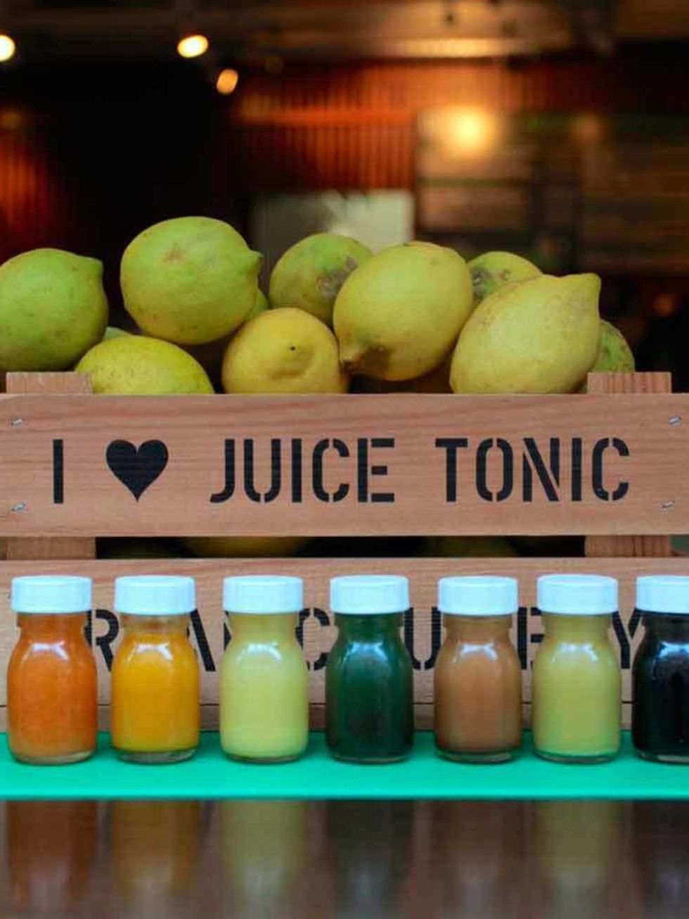 <p><a href="http://www.juicetonic.com/" target="_blank">Juice Tonic</a></p>

<p>What? An organic, cold-pressed, organic juicery in the heart of London.</p>

<p>Why visit? Asides from the super healthy juices, Juice Tonic has a selection of restorative fre