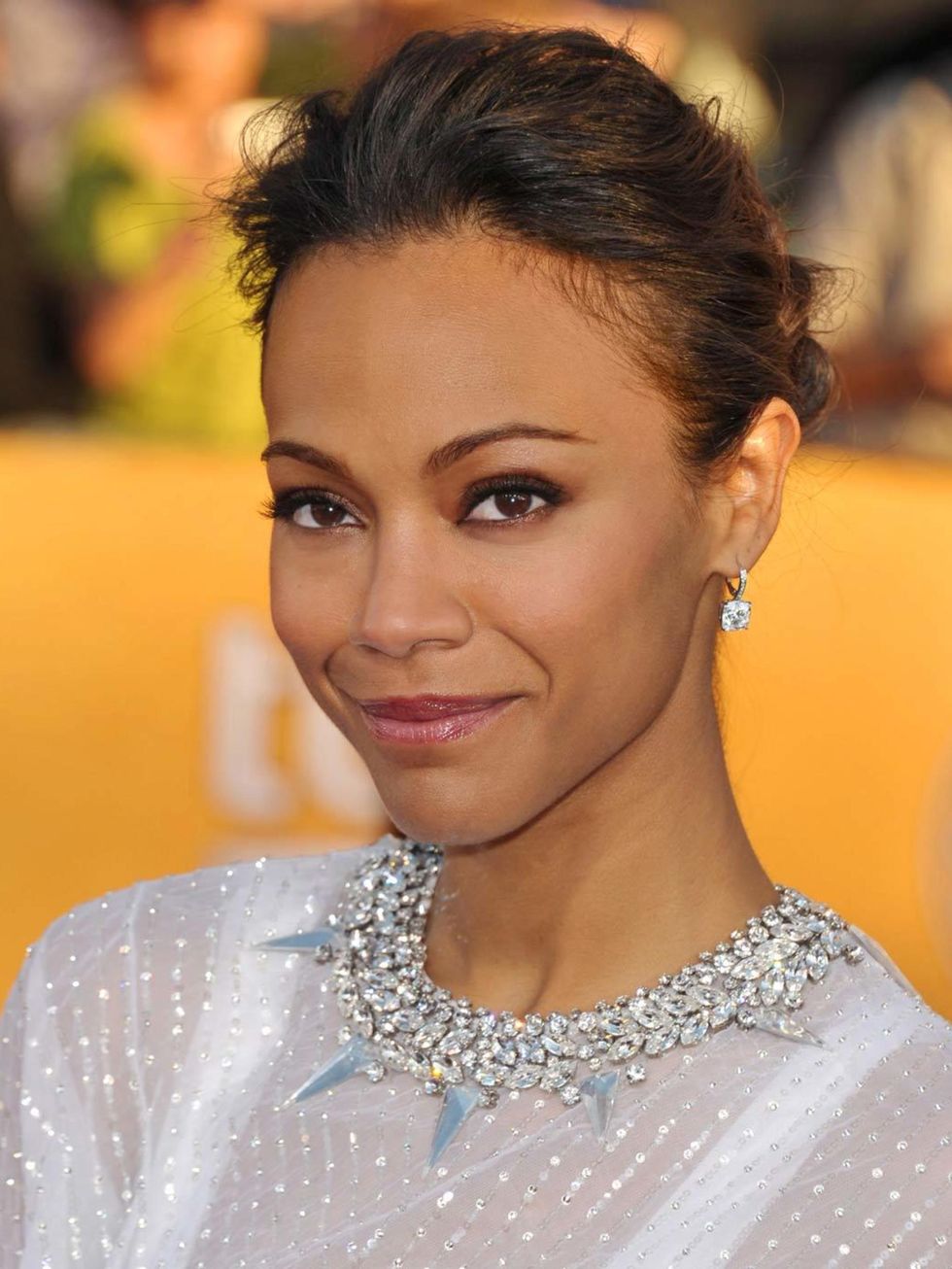 <p><a href="http://www.elleuk.com/star-style/celebrity-style-files/zoe-saldana">Zoe Saldana</a> wearing Tiffany &amp; Co diamond jewellery, 2011</p>