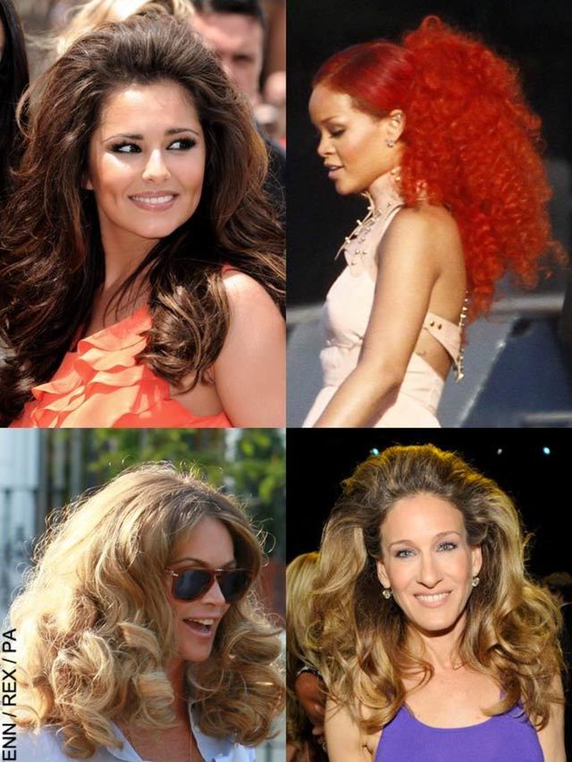 <p>First up, Rihanna with big red, ringlets. Now we know it looks a bit like she's channelling Sideshow Bob, but who cares? We love it! </p><p>Next, Cheryl arrived at her first US X Factor auditions with a big bouffant 'do and we thought hair couldn't get