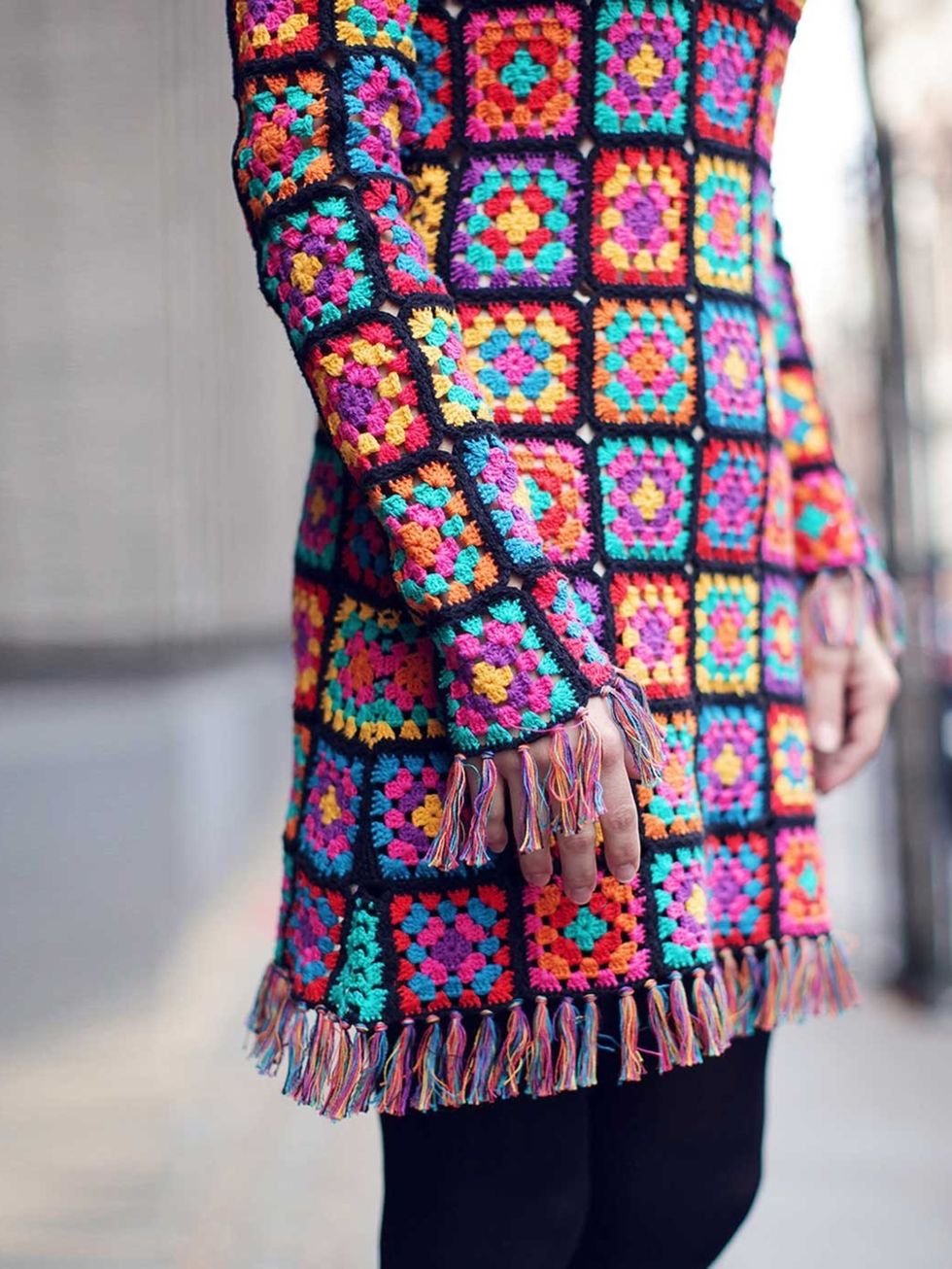 <p>Christina wears a crochet knit dress, £290</p>