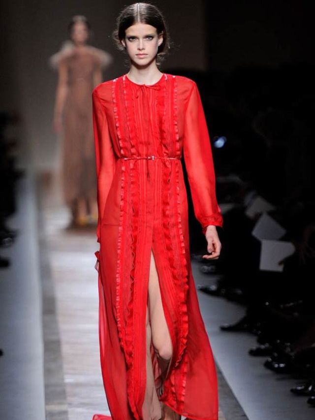<p>Valentino is known for its red carpet gowns; structured to show off a miniscule waist, fit only for the purpose of standing still and preferably in the house's signature red. Sadly, these days you can count the trophy balls each year on one hand and wi