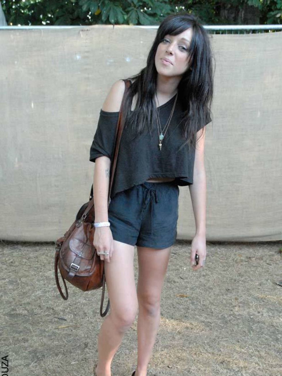 <p>Kirsty McKie, 26, Assistant Producer. American Apparel t-shirt, borrowed shorts, Jeffrey Campbell shoes, vintage bag. </p>