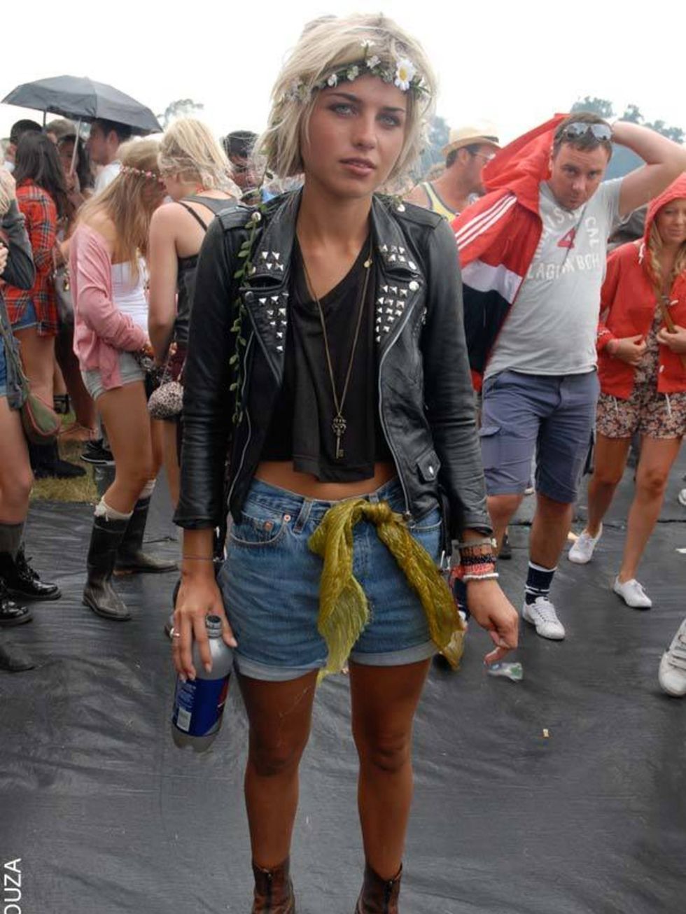 <p>Sally-Anne, 19, Student. Vintage jacket and boots, American Apparel top, Levis shorts.</p>