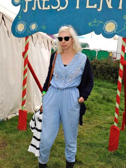 <p>Heather Falconer, 22. Magazine Editor (Spindle) . Rayban sunglasses, Beyond Retro jumpsuit, vintage boots, Topshop cardigan and bag.</p>