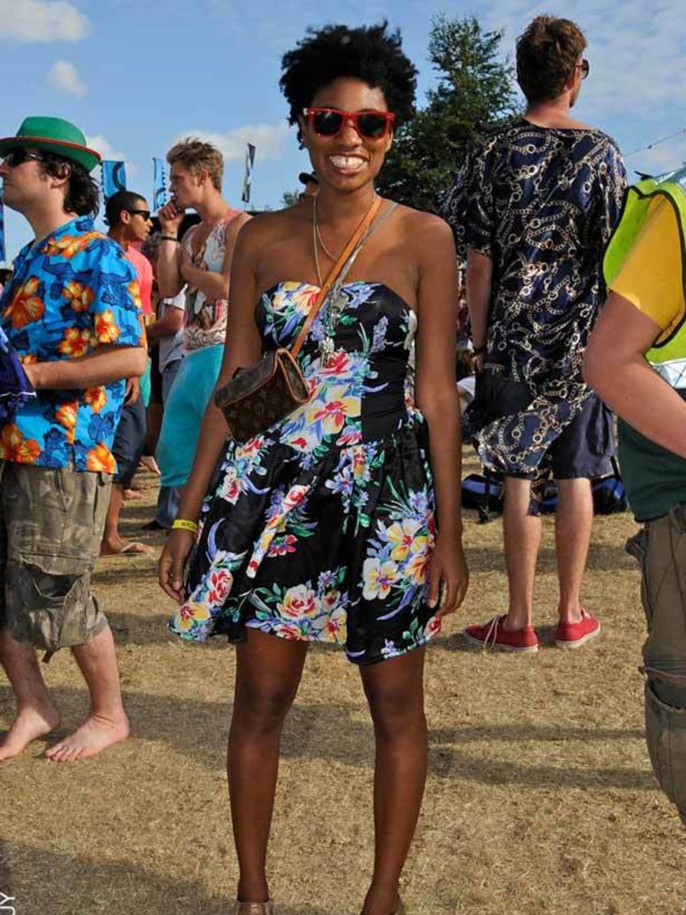 <p>Tahirah Conliffe, 33, freelance Journalist and Stylist. Bumbag by Louis Vuitton, shoes vintage, dress from chairty shop. </p>