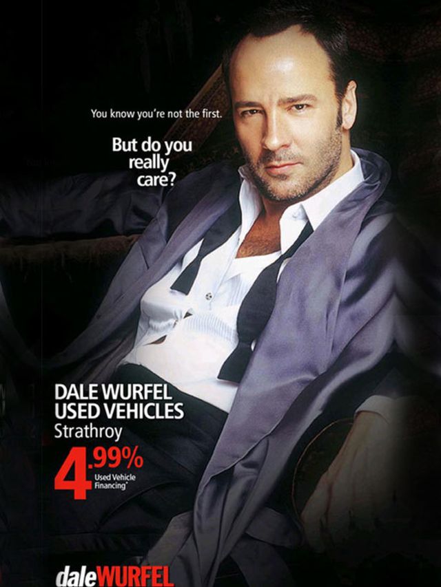 <p>Tom Ford in a car ad</p>