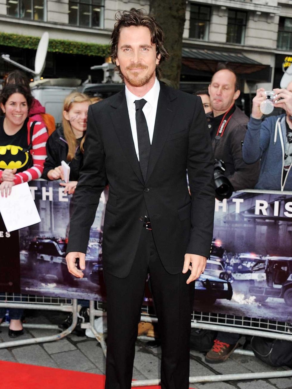 <p>Christian Bale attends the European premiere of The Dark Knight Rises in Londons Leicester Square. He reprises his role as Bruce Wayne  a.k.a Batman  for the third and final time as the Dark Knight trilogy reaches its climax.</p>